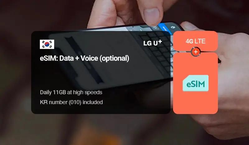 [Android/iPhone] Korea eSIM: Unlimited Data + Optional Voice eSIM (1~90 days) by LG U+ - Pick up from Incheon Airport & Gimpo Airport & Gimhae Airport - main view