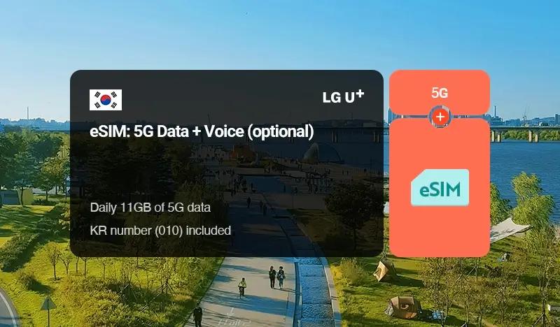 [Android/iPhone] Korea 5G eSIM: Data Tanpa Batas + eSIM Suara Opsional (1~90 hari) oleh LG U+ - Ambil di Bandara Incheon & Bandara Gimpo & Bandara Gimhae