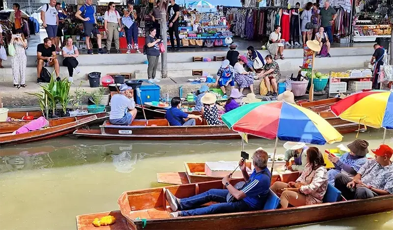 Damnoen Saduak Floating Market & Maeklong Railway Market Half Day Tour from Bangkok (+ eSIM) (+ Halal Lunch) (Join-in/ Private) - main view