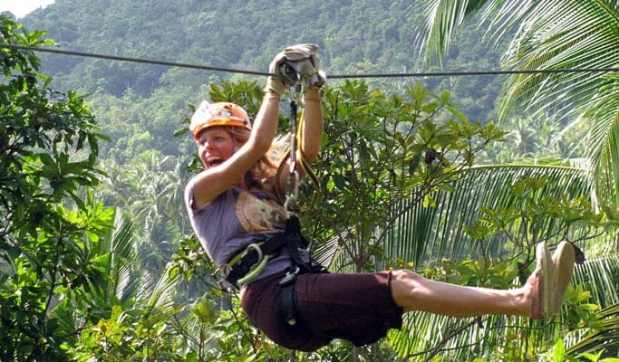 Koh Samui Adventure: Zip Line + Waterfall + Local Market Tour (Half Day) - main view